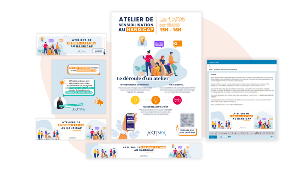 Mock up kit de communication pour atelier de sensibilisation au handicap